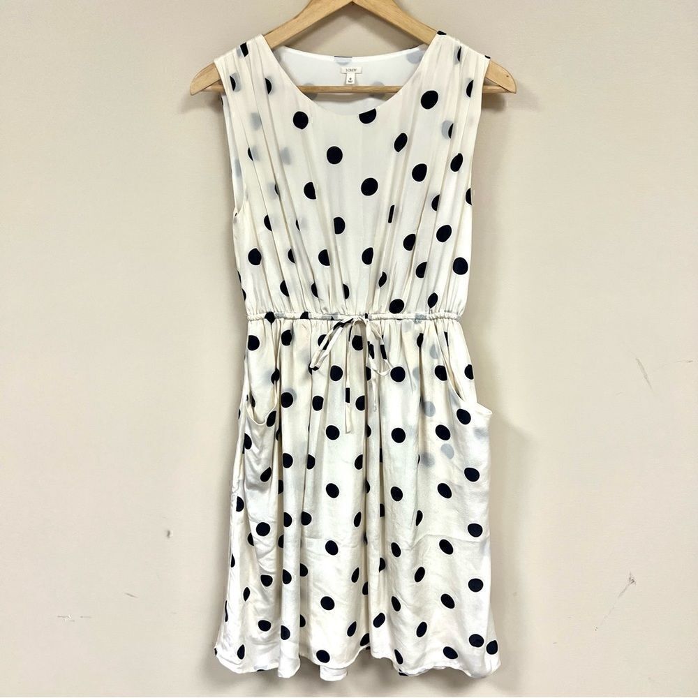 J Crew polka dot dress 100 % silk with pockets size 0